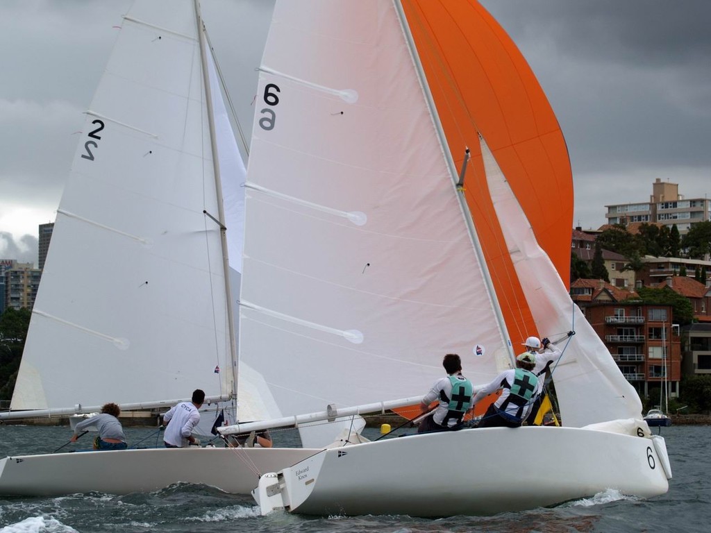 RNZYS’ Will Tiller manages to overtake CYCA’s Will Mackenzie after fierce luffing duel - Hardy Cup 2011 © Aline Van Haren 